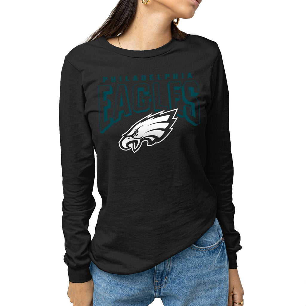 Junk Food Clothing x NFL - Philadelphia Eagles - Bold Logo - Unisex Adult Long Sleeve T-Shirt for Men and Women - Size Medium
