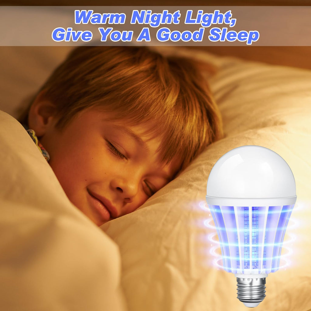 Qualirey Bug Zapper Light Bulb Bulk 2 in 1 Electronic Mosquito Killer Lamp LED Light for Fruit Flies Bug Fly Insect Mosquito Control, Suitable for Indoor Entryway Patio Doorway Corridor (1 Pcs)