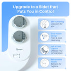CLEAR REAR Bidet Attachment for Toilet Seat -Non-Electric with Self Cleaning Nozzles, Leak Proof Connectors, Adjustable Water Spray, Rear & Feminine Wash - Toilet Bidet Upgrades (Cold & Warm Water)