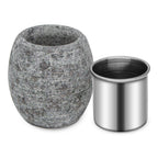 MXMZHXU Sauna Aromatherapy Stone, Sauna Essential Oil Diffuser, Natural Rock with Stainless Steel Bowl for Essential Oils, Spa Accessories