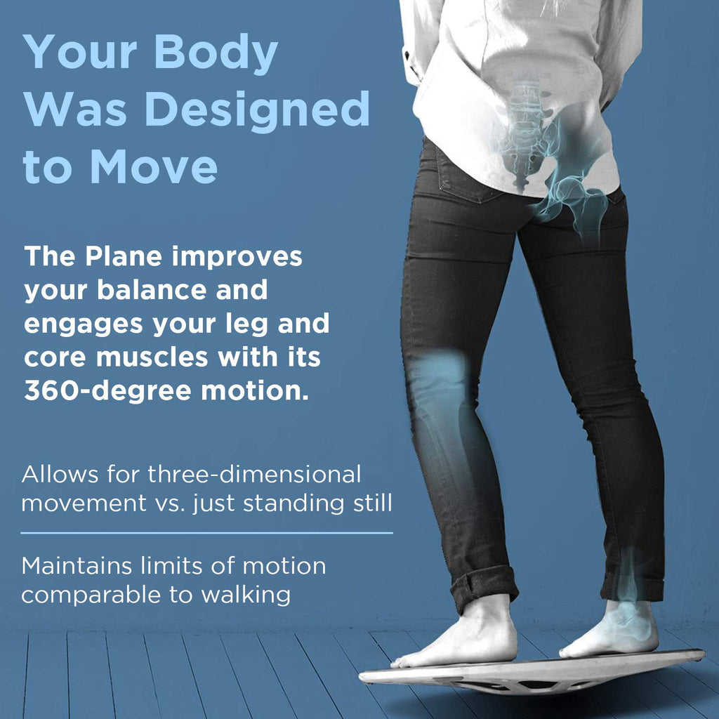 The Plane Standing Desk Balance Board - 360 Degree Rocker Board for Balance, Fatigue, and Desk Exercise - Sustainably Made, Anti Slip Wobble Balance Board - Premium Standing Desk Accessories