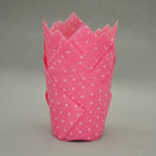 QLSmypkg Large Muffin Greaseproof paper Baking cupcake cups, 2-1/4" x 4" Pink printed with Polka Dot Tulip Baking Cup(Large) (125pcs)