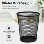 Mesh Pencil Holder Metal Pen Cup Black for Desk, 6 Pack Office Desk Organizer for Business, School & Home