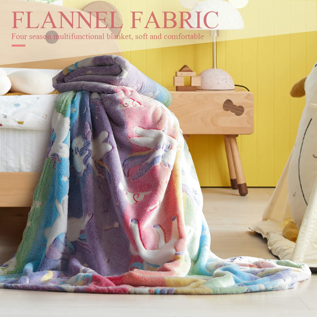 LIFEYJ Glow in The Dark Blanket Unicorns Gifts for Girls, Soft Blanket 3 4 5 6 7 8 9 10 Year Old Girl Gifts, Toddler Girls Toys Age 6-8, Gifts for Girl for Christmas Birthday Gifts Presents, 50"x60"