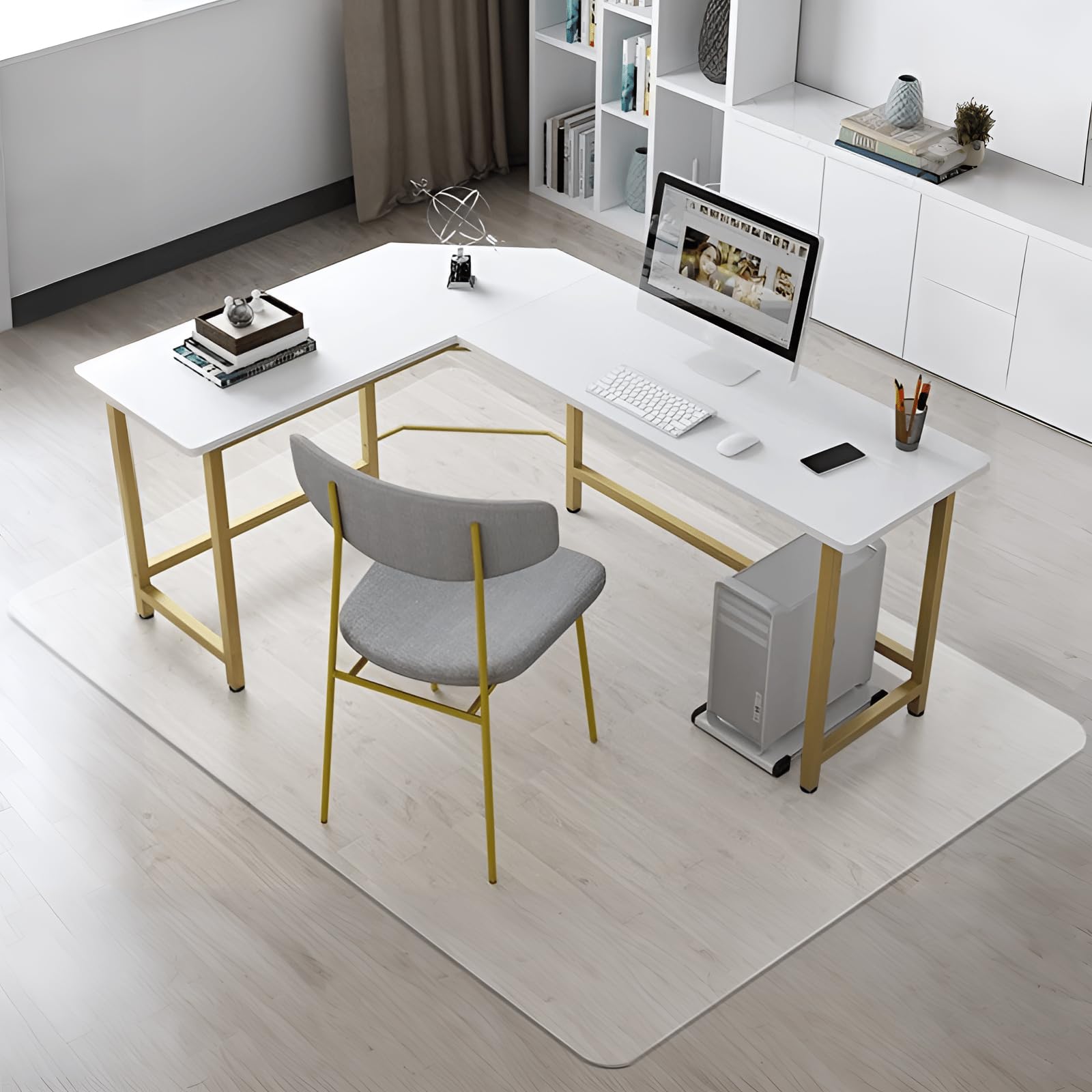 Kuyal Clear Chair mat for Hardwood Floor 51 x 63 inches Transparent Floor Mats Wood/Tile Protection Mat for Office & Home (51" X 63" Rectangle)
