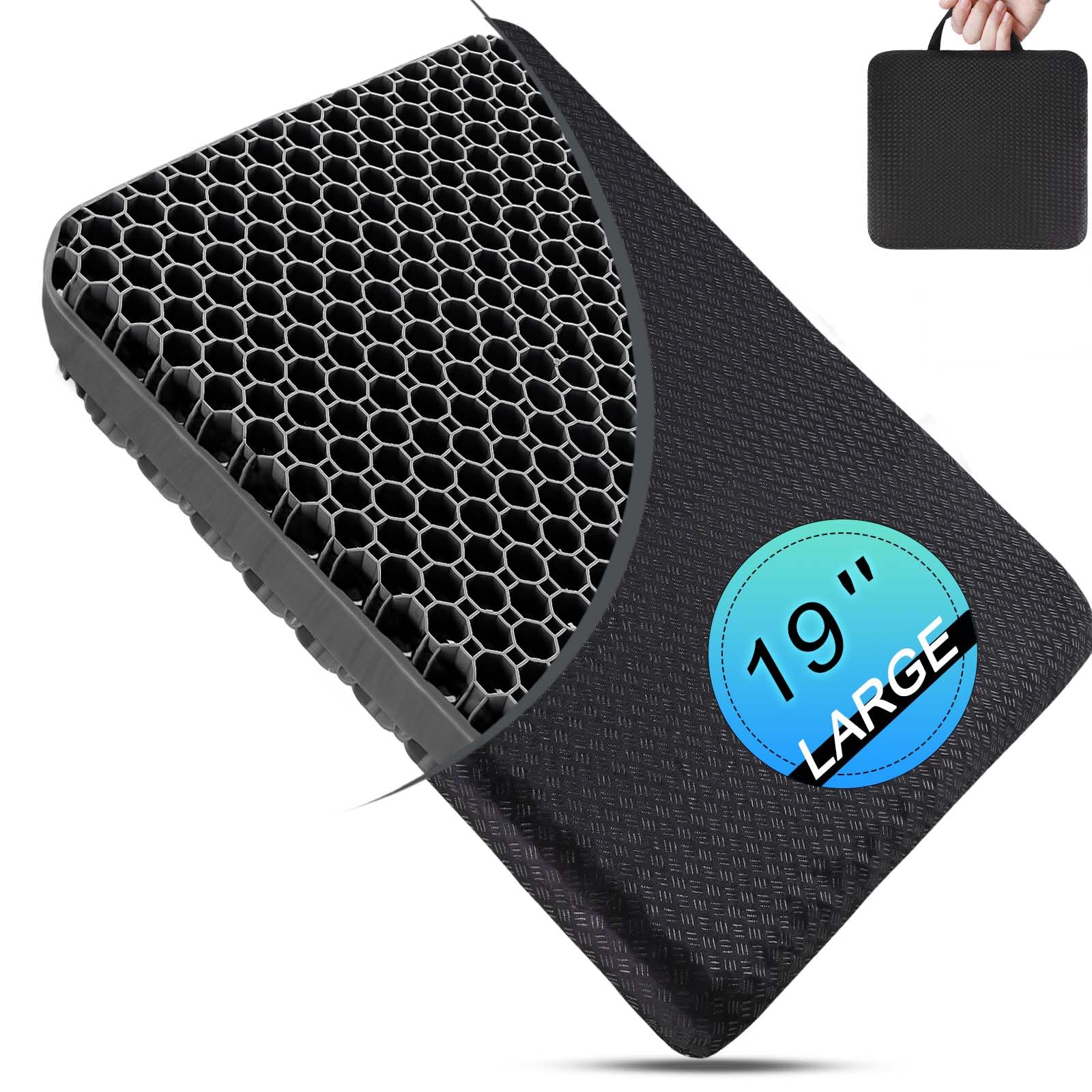 Airllantry Seat Cushion, Gel Seat Cushion for Long Sitting– Back, Sciatica, Tailbone Pain Relief Pad, 19in Seat Pad for Car, Office Chair, Wheelchair, Soft Support for Long Trips