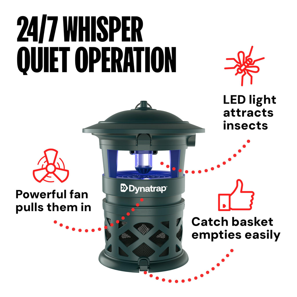 DynaTrap DT1130-GRSR 1/2 Acre Mosquito & Flying Insect Outdoor Trap and Killer – Kills Mosquitoes, Flies, Wasps, Gnats, & Other Flying Insects - Bug Zapper Alternative – Green