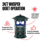 DynaTrap DT1130-GRSR 1/2 Acre Mosquito & Flying Insect Outdoor Trap and Killer – Kills Mosquitoes, Flies, Wasps, Gnats, & Other Flying Insects - Bug Zapper Alternative – Green
