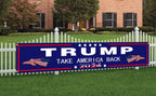 DOPMMT Donald Trump 2024 Flag Large Banner Trump 2024 Yard Signs banner Advertising Polyester Party Outdoor Flag Decor 8.2x1.6 FT