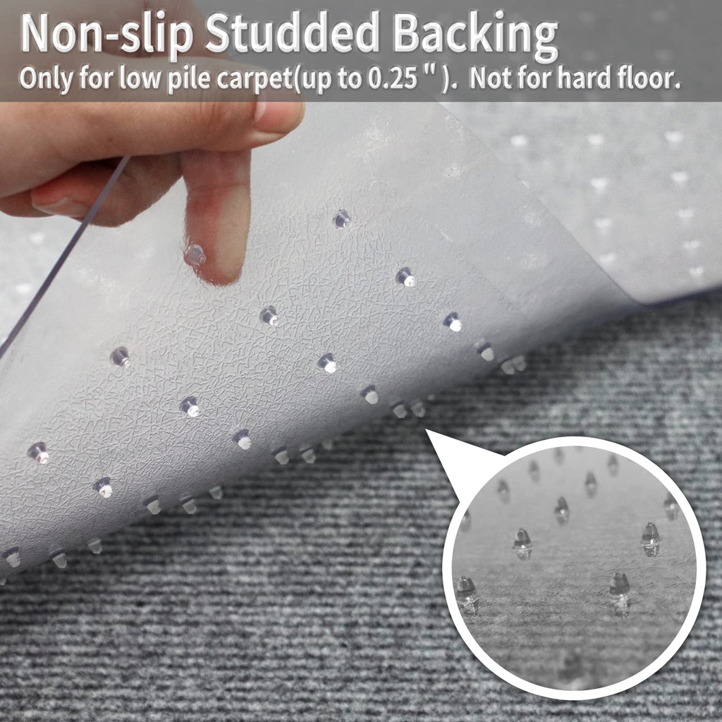 SHAREWIN Office Chair Mat for Carpet Floors, 47" x 59" Clear Desk Chair Mats for Low Pile Carpeted Protector, Sturdy PVC Computer Chair Mats Anti-Slip and Easy to Clean for Home & Office