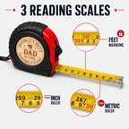 Fathers Day Dad Gifts from Daughter Son, Dad Gifts Personalized Engraved Tape Measure Birthday Woodworking Carpenter Tool Gifts for Men 25FT/7.5m (Dad)