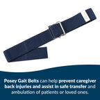 TIDI Posey Gait Belt, Navy Blue, Long, 74” – Walking Belt & Gait Belt – Quantity: 1 – Medical Supplies for Nurses, Physical Therapy & Home Care (6528L)
