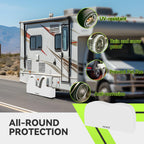 RVMATE RV Tire Covers, Dual Axle Wheel Cover (1 Pack) Fits 30"-33" Diameter Tires, Waterproof Anti-UV White Dual Tire Covers RV Accessories for Truck/Trailer