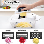 8 Blade All-in-1 Vegetable Chopper Mandoline Slicer with Container, Food Chopper, Onion Chopper, Veggie Cutter for Salad, Kitchen Gadgets Accessories Essentials, White