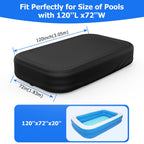 Rectangular Pool Cover for Inflatable Pool, Fits Blow Up Pool Size 120" L x 72" W, Built-in Elastic Band and Extra Buckle to Prevent Slipping, 10' x 6' Rectangle Above Ground Swimming Pool Cover
