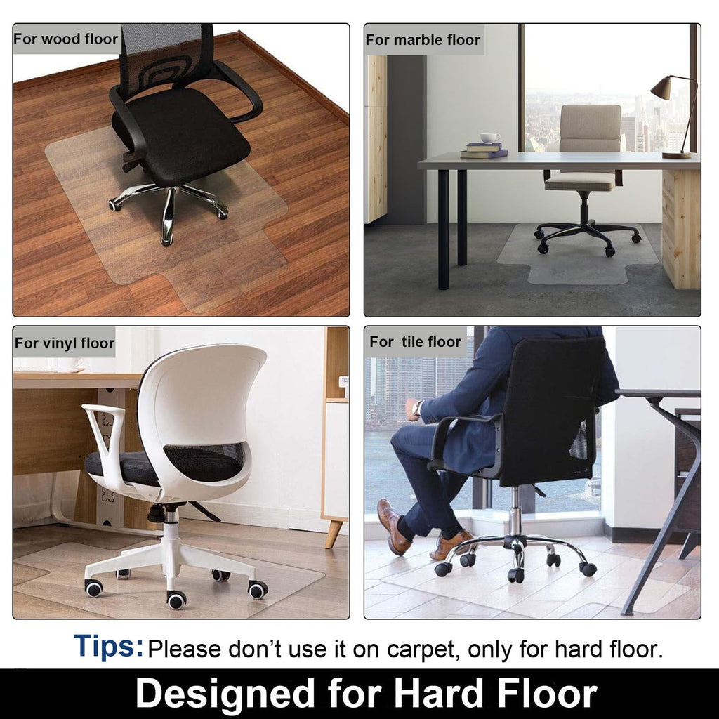 AiBOB Office Chair Mat for Hardwood Floor, 36 X 48 inches, Hard Floor Chair Mats Under Computer Desk, Easy Glide for Rolling Chairs, No Curling