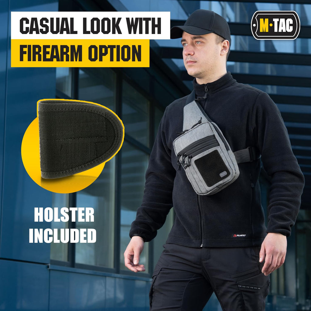 M-TAC Tactical Sling Bag for Men - Crossbody Concealed Carry Bag - Grey Mens Crossbody Holster Bag