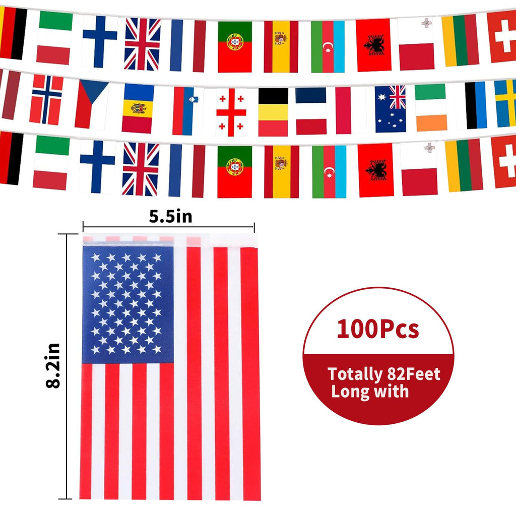 World Flags,International Flags,100 Countries Pennant Banner String National Flags For Classroom Garden Festival Grand Opening Bar Sports Clubs Party Events Decorations