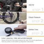 AstroAI Tire Pressure Gauge with Inflator, 100 PSI-ANSI B40.1 Accurate, Large 2.5" Easy Read Glow Dial, Heavy Duty Air Chuck and Compressor Accessories for Truck, with Case