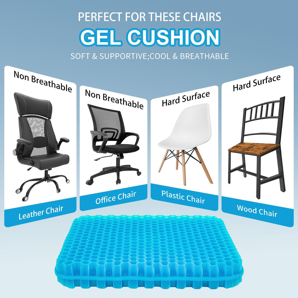 LYUANEC Gel Seat Cushion for Long Sitting, (2.4 Inch Extra Thick Cushion) Soft＆Breathable Gel Cushions for Pressure Relief, Wheelchair Seat Cushions, Gel Pad for Chair, Office Chair Cushion