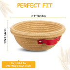 Dimpola Banneton Bread Proofing Basket - Cotton Banneton Basket Set of 2 Sourdough Proofing Basket Round Proofing Bowls Handmade Rattan Baskets and Liners