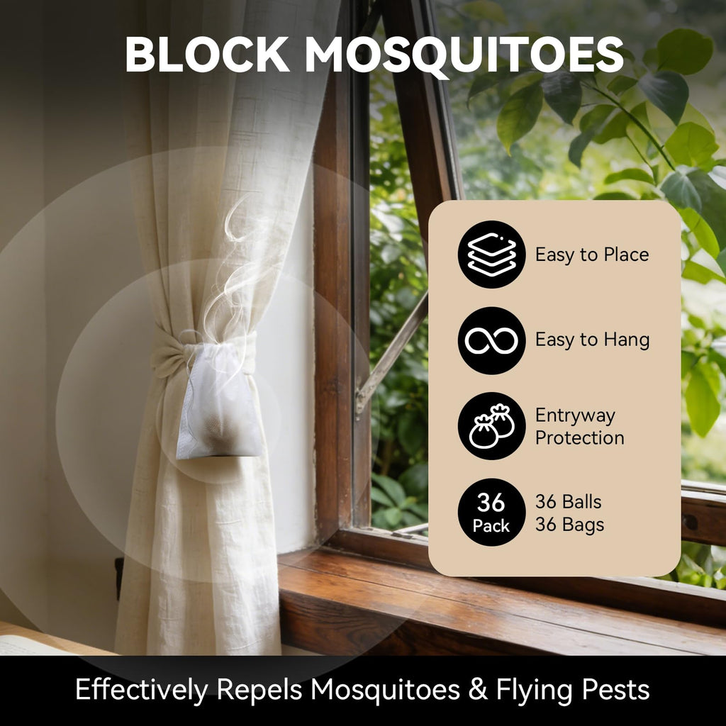 Mosquito Repellent 36 Balls – Mosquito Repellent Outdoor Patio & Indoor, Natural Mosquito Deterrent for Yard, Patio, Camping & Travel