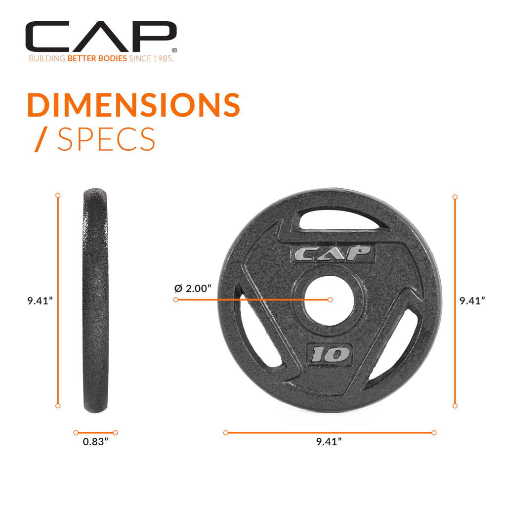 CAP Barbell 2-Inch Olympic Grip Weight Plate, 10 lb, Set of 4,Black