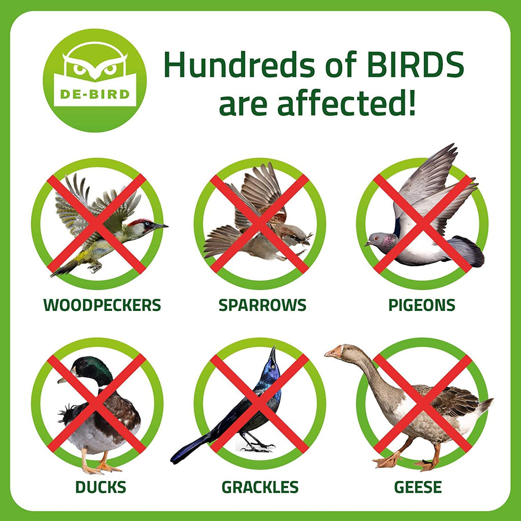 De-Bird Scare Tape, Reflective Bird Deterrents for Outside to Keep Birds Away, Easy-Install Bird Tape to Stop Damage, Roosting and Mess (125ft Roll)