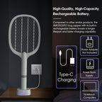 Bug Zapper Racket, Electric Fly Swatter Rechargeable Mosquito Zapper for Indoor and Outdoor - 2000mAh (1 Pack, 2000 mAh)