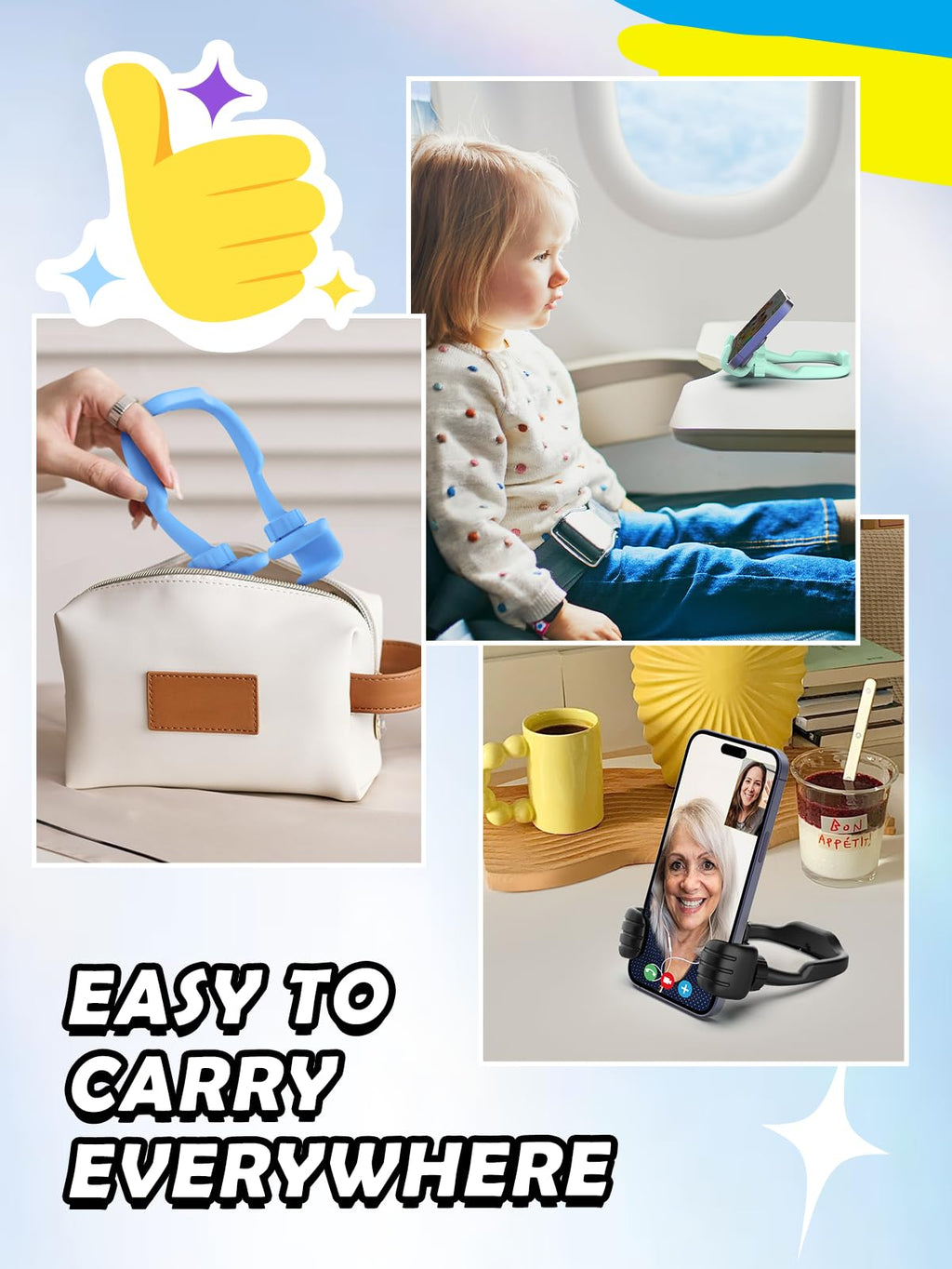 Stocking Stuffers for Adults Teens Boys Girls Mens Gifts for Kids Christmas: Thumbs Up Lazy Phone Stand for iPhone Cell Phone Holder Funny Gifts for Teenage Women Wife Gag Cool Gadgets Stuff Ideas