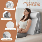 Sasttie Wedge Pillow, Bed Wedge Pillow Set for After Surgery, Acid Reflux and Sleeping, 3-Piece Detachable Design, Adjustable Height, White & Dark Grey