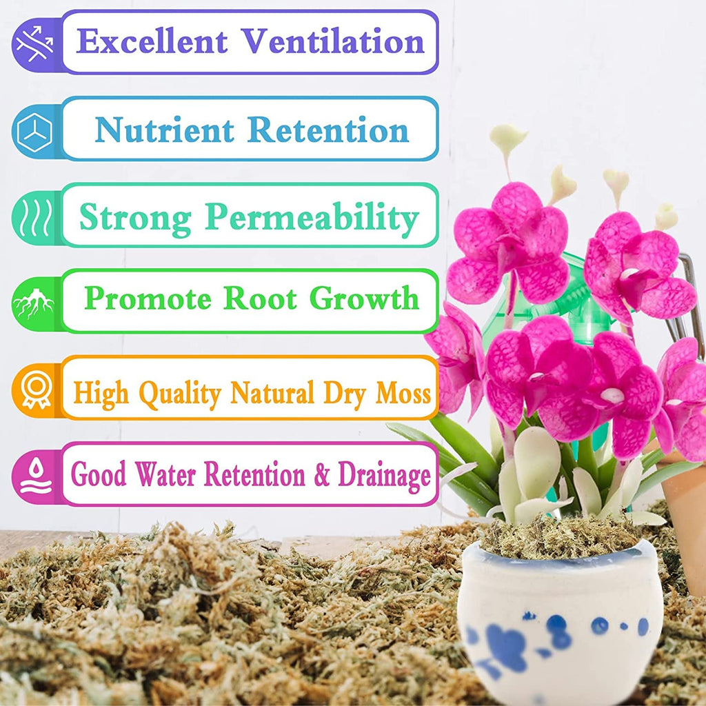 Legigo 2.2LBS Premium Sphagnum Moss for Plants- 40QT Natural Succulent Carnivorous Plant Moss Dried, Long Fiber Orchid Moss for Orchid Repotting Succulent Sarracenia Potted Plants Gardening & Reptiles