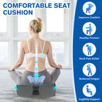 CushyOasis Seat Cushion, Chair Cushions, Office Chair Cushions, Anti-Slip Bottom & Removable Cover Tailbone Pain Relief Cushion, Memory Foam Seat Cushion, 5.28 in Thick (Grey)