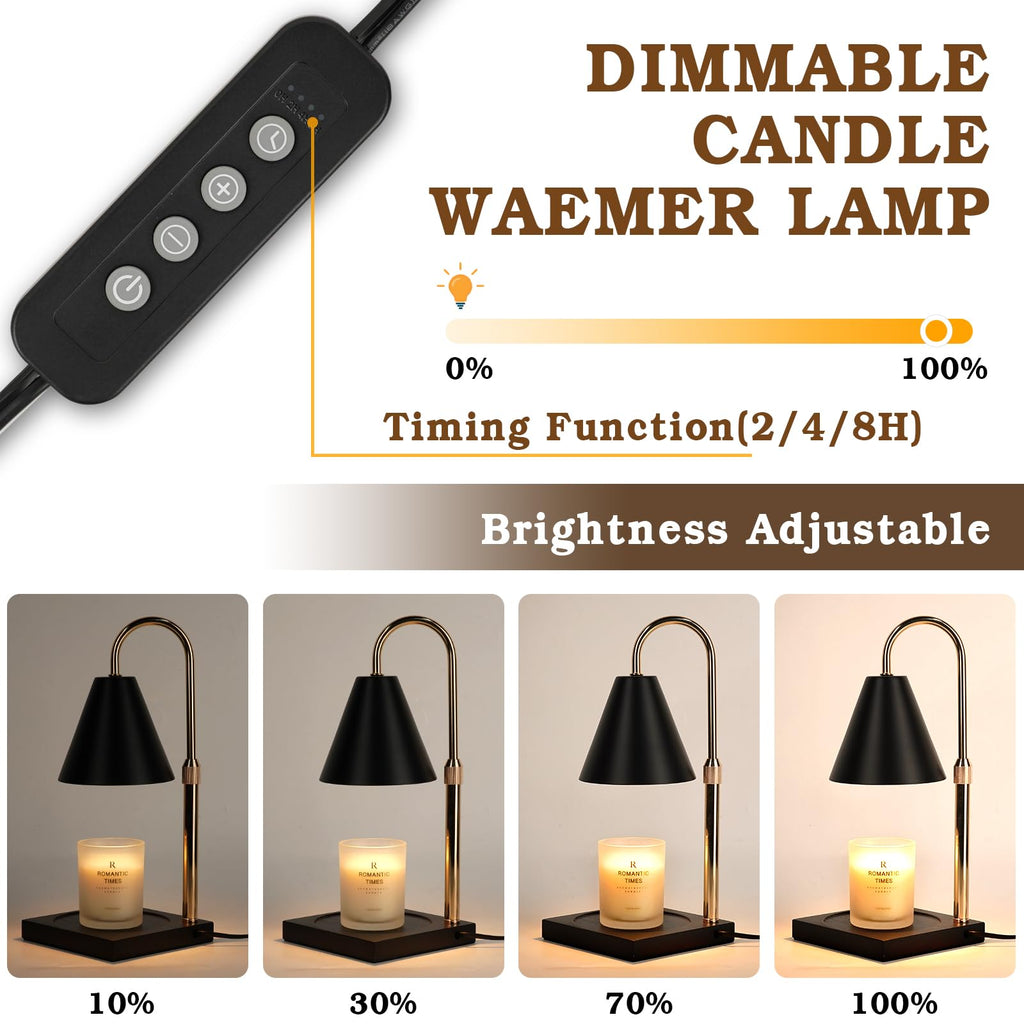 Candle Warmer Lamp with Timer Dimmer, Electric Candle Lamp Warmer for Bedroom Decor, Women Gifts for Christmas, Adjustable Metal Candle Lamp, Mom Gifts Ideas, Home Decor for House Warming Gifts, Black