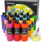 Shuttle Art 18 Colors Acrylic Paint Bottle Set (250ml/8.45oz), Rich Pigmented Bulk Painting Supplies for Artists, Beginners and Kids on Rocks Crafts Canvas Wood Ceramic