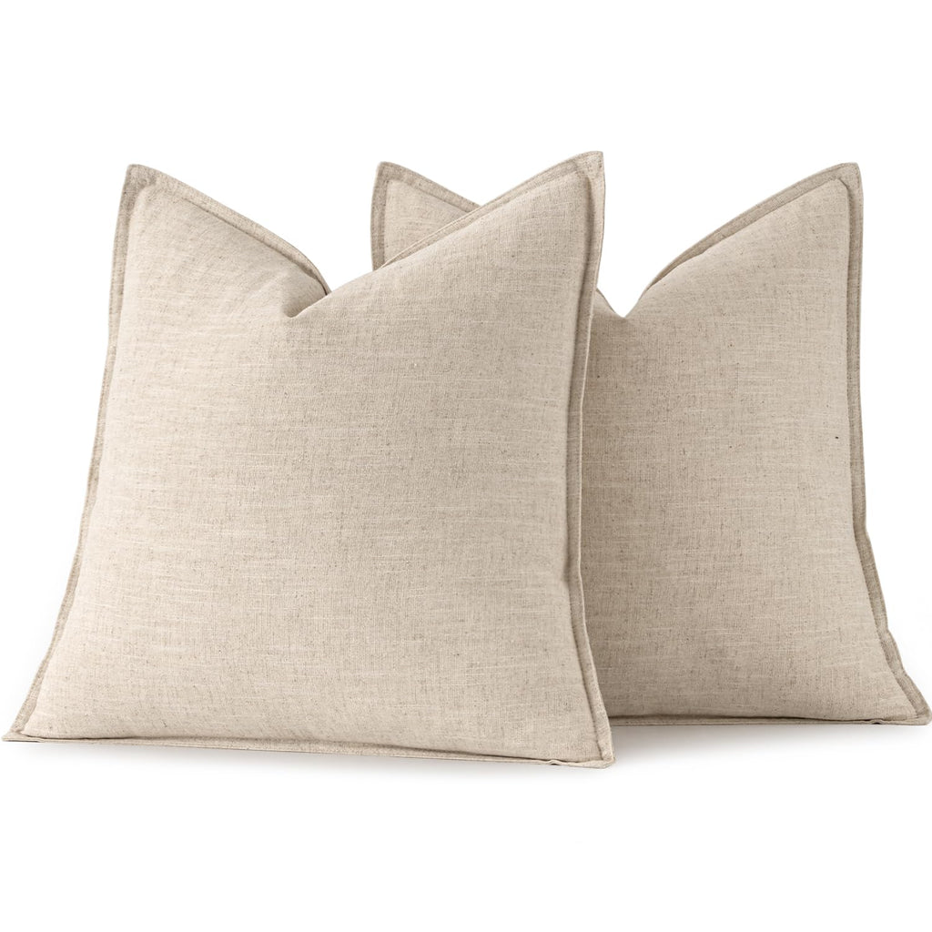 MIULEE Linen Pillow Covers 20x20 Inch Natural Beige Decorative Throw Pillow Covers Pack of 2 Soft Accent Farmhouse Couch Christmas Pillowcases Modern Home Decors for Sofa Cushion Living Room Bed