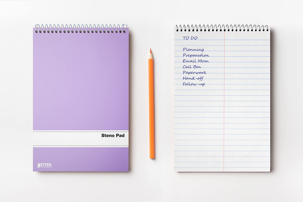 Steno Pads Spiral 6x9, 10 Pack, Gregg Ruled, 80 Sheets, Assorted Pastel Covers, Steno Notebooks Top Spiral for Note Taking