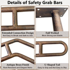 2 Pack Hand Rails for Outdoor 1-3 Steps, 27" Bent Wall Mount Handrail, Antique Metal Stair Handrails, Grab Bars with 2 Anti-Skid Crossbar for Garage Porch Stairs for Elderly Kids Disabled