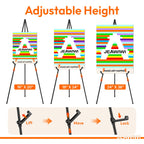 JEAWIWI 3PCS Black Easel Stand for Wedding Sign Stand, 66 Inch Lightweight Adjustable Art Easel for Display, Wedding Sign, Poster, Black Metal Easel with Portable Bags
