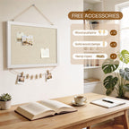 Bulletin Boards with Linen 1-Pack 16''X 12'' Double-Sided Cork Board for Walls Wood Framed Bulletin Boards, Small Pin Board for Home Kitchen Office Decorative Hanging 10 Pushpins