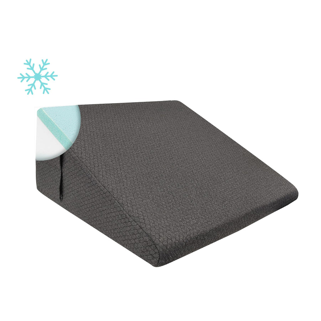 Bedluxe Wedge Pillow for Sleeping, 10 inch Elevated Support Bed Wedge Pillow, Breathable Triangle Pillow Wedge with Cooling Memory Foam Top - Removable Washable Cover, Black
