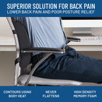 Everlasting Comfort Lumbar Support Pillow for Car Seat - Memory Foam Back Cushion for Car - Lumbar Pillow Promotes Better Posture, Back Pain Relief - Ideal for Driving