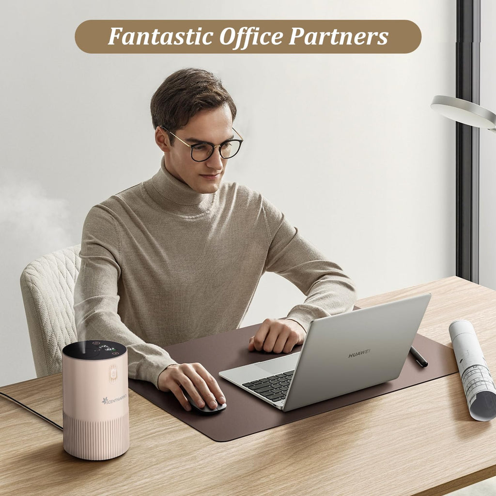 Waterless Diffuser for Essential Oil - Aromatherapy Diffuser for Home with Battery Indicator, Portable Smart Scent Air Machine 1/2/3 & Continuous Mist, Timing & Auto-off Function, 400~500 sq. ft Scent