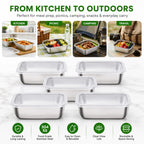 5 PCS Stainless Steel Storage Container Sets - Clear Lids, Stackable Food Storage | Kitchen Containers, Fruit & Snack Organization (Multi-Use)