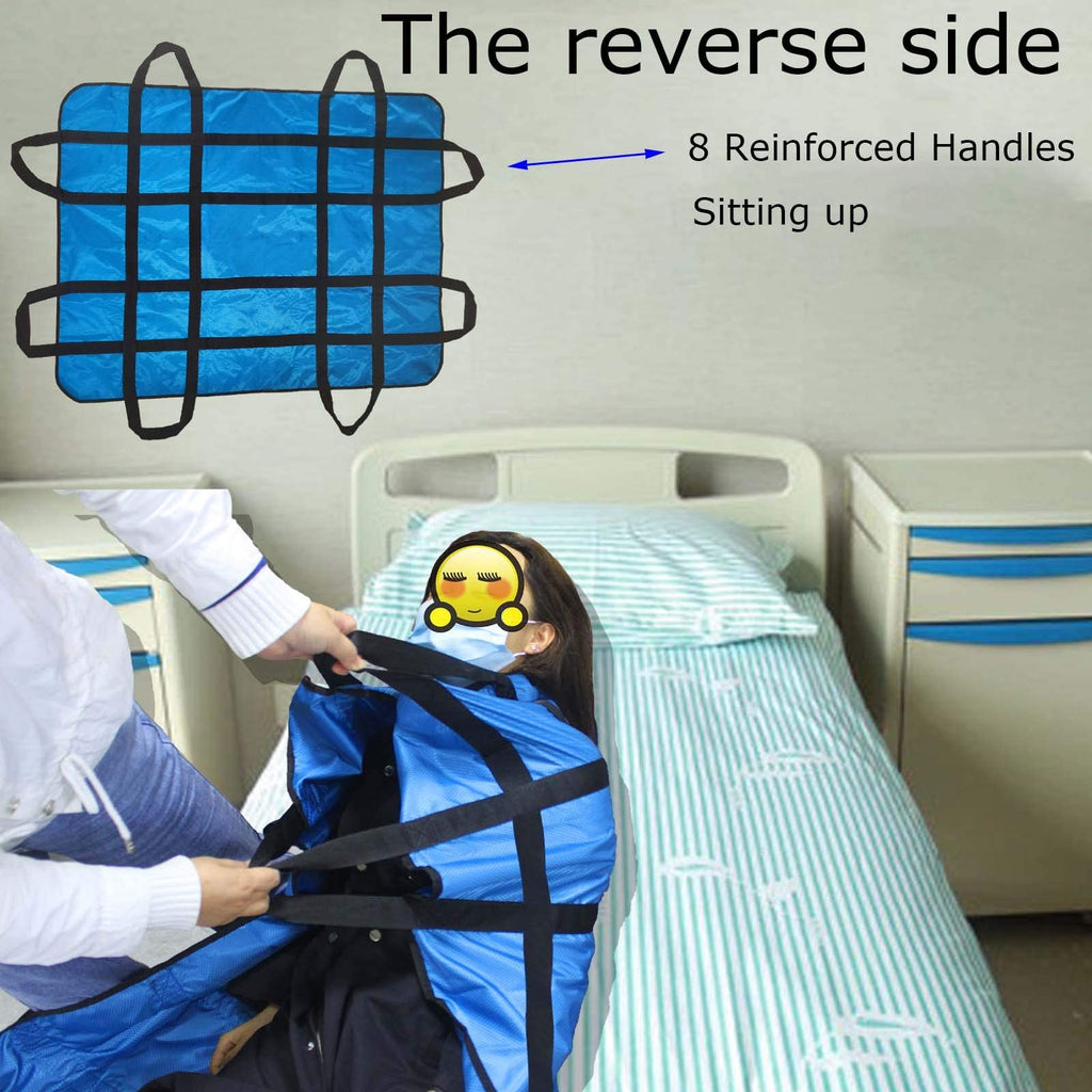 Positioning Bed Pad with Handles 48" X 40" Incontinence Mattress Bedding Protector Liner Underpad Straps for Easy Lift & Transfer Reusable Washable Waterproof Hospital Quality