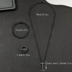 Alloy Cross Necklace Bracelet Ring Set of Three, Cross Pendant, Fashion Accessories, Suitable for Everyday Wear and Match