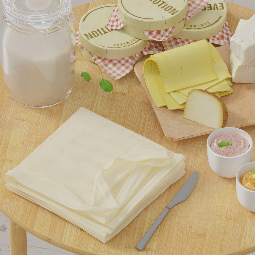 8 PCS Reusable Cheesecloth, Grade 100, 20x20 Inch Hemmed Cheese Cloth for Straining Craft, 100% Cotton Unbleached Cloth Strainer for Cooking, Baking, Juicing, Cheese Making (40×50 Threads)