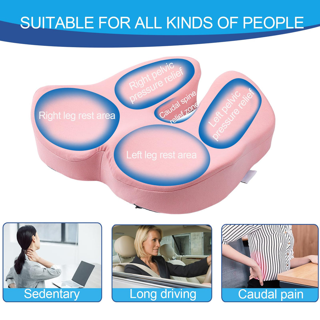 DAPOTUGI X Large Memory Foam Seat Cushion for Office Chair,for Back Support, Relief Sciatica & Tailbone Coccyx Pain Relief Cushion Pillow, for Long Sitting, for Car/Office Chair/Wheelchair (Pink)
