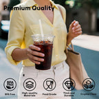 25 Pack - 16 oz Plastic Cups with Lids and Straws, Clear Iced Coffee Cups with Lids, Disposable Cups with Lids for Cold Drinks, Iced Tea, Milkshakes, Smoothies - Durable & BPA Free