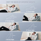 Flyxunfri Wedge Pillow Headboard Orthopedic Bed Wedge Pillows Set 9&12&16&20 Inches Adjustable Memory Foam for Acid Reflux Relief Ergonomic Incline Reading Pillow for Back Pain